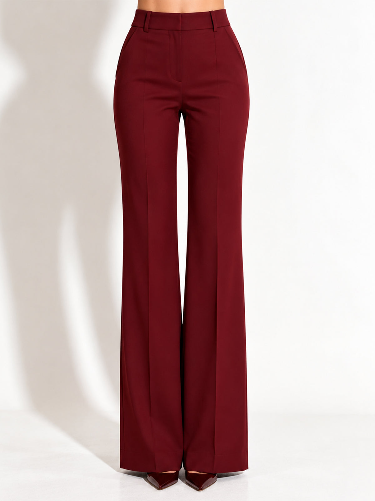 Burgundy Single Breasted Blazer With Peak Lapels And Flared Pants 2-Piece Suit
