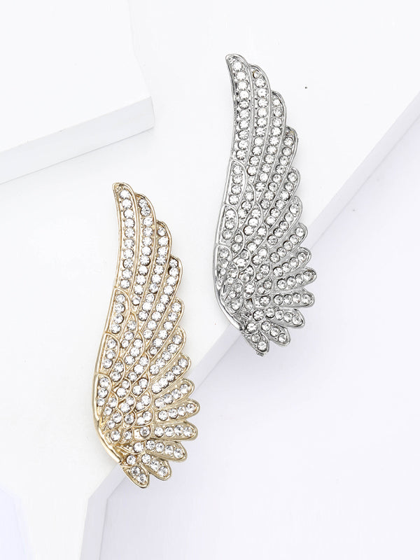 Alloy Rhinestone Angel Wings Brooch