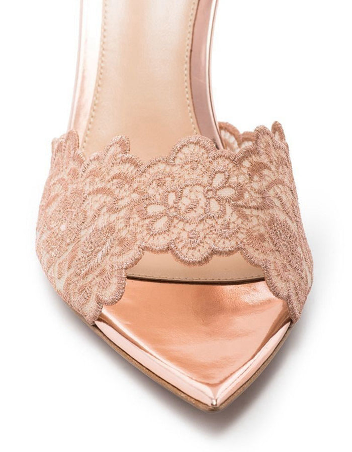 Pointed Toe Stiletto Lace High Heeled Sandals