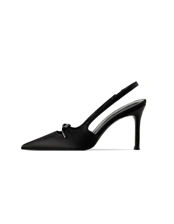 Bow Tie Satin Pointed Toe High Heels