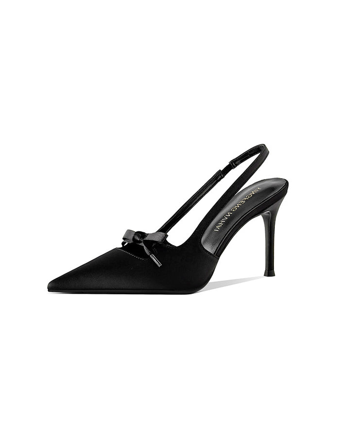 Bow Tie Satin Pointed Toe High Heels