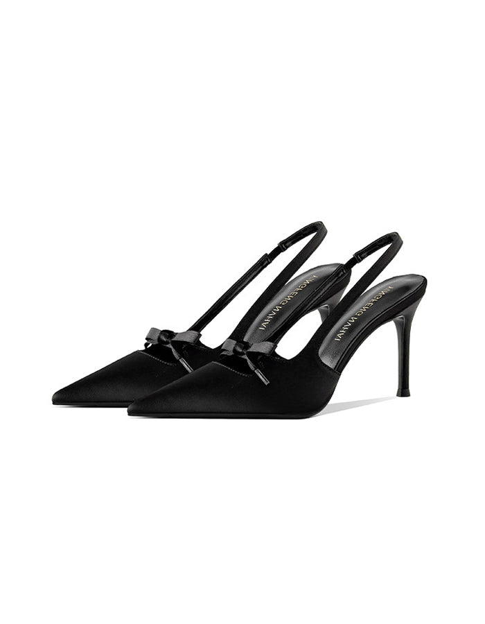 Bow Tie Satin Pointed Toe High Heels