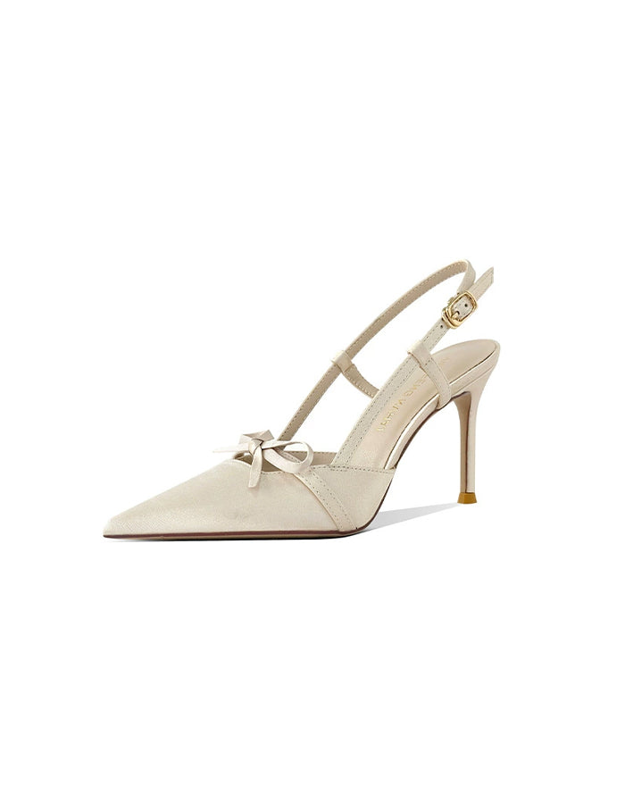 Bow Tie Satin Pointed Toe High Heels