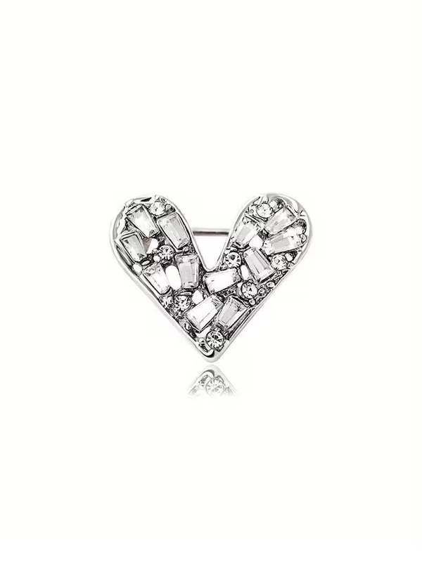 Crystal Heart Brooch