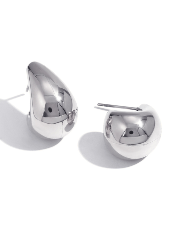 Polished Metal Teardrop Earrings