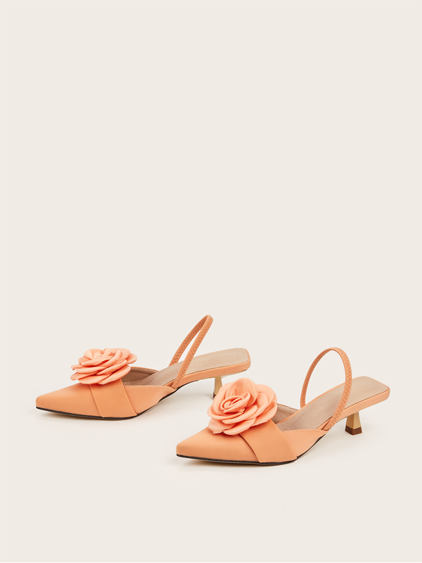 3D Floral Decoration Elegant Pointed-toe High Heels