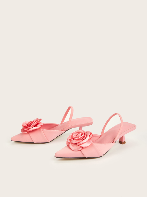 3D Floral Decoration Elegant Pointed-toe High Heels