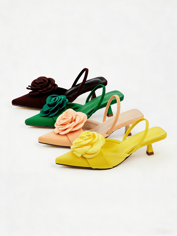 3D Floral Decoration Elegant Pointed-toe High Heels