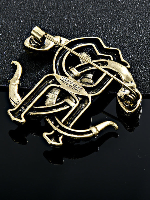 Double Snake Crystal Brooch