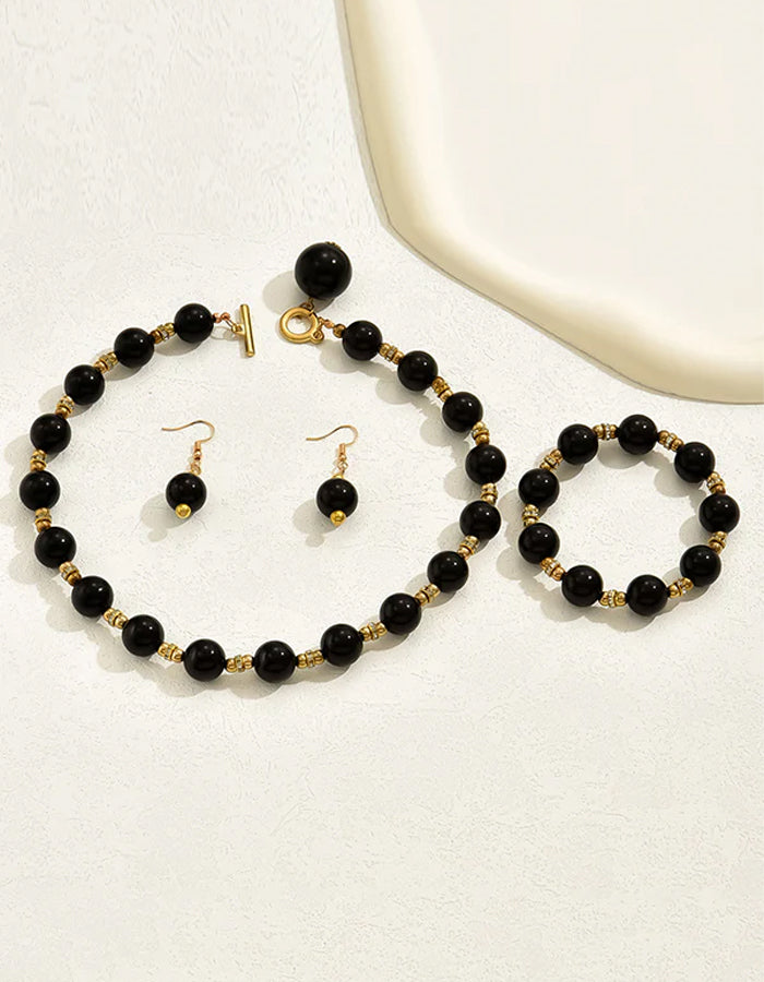 Mother Of Pearl Earrings Necklace And Bracelet 3-piece Set
