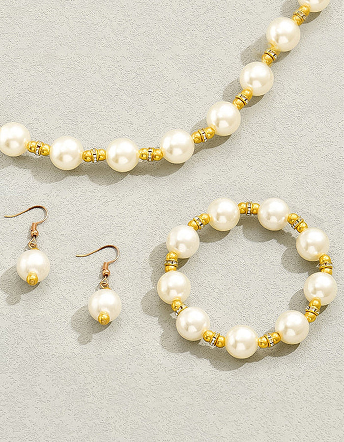 Mother Of Pearl Earrings Necklace And Bracelet 3-piece Set