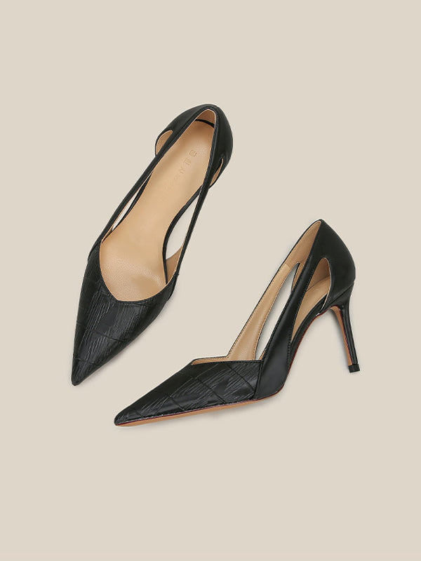 Solid Color Openwork High Heels
