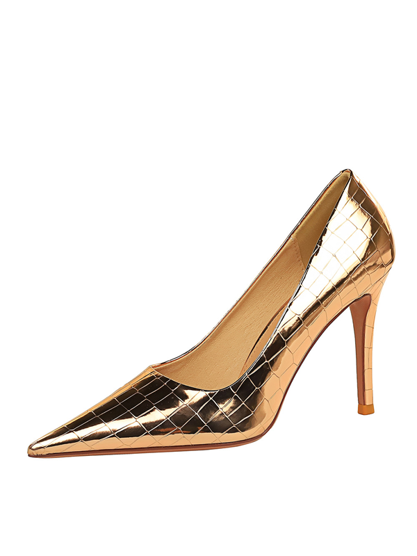Metallic Stone-patterned Stiletto High Heels