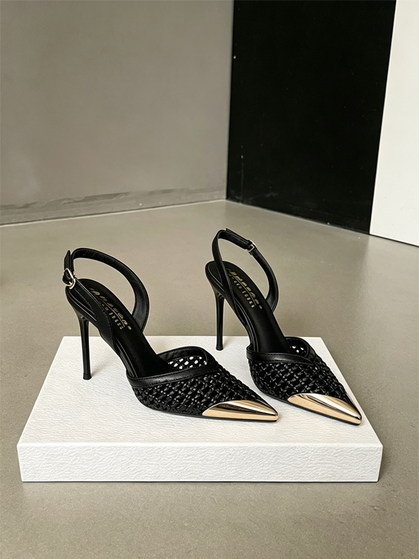 Fashionable Openwork Woven Stiletto Heels