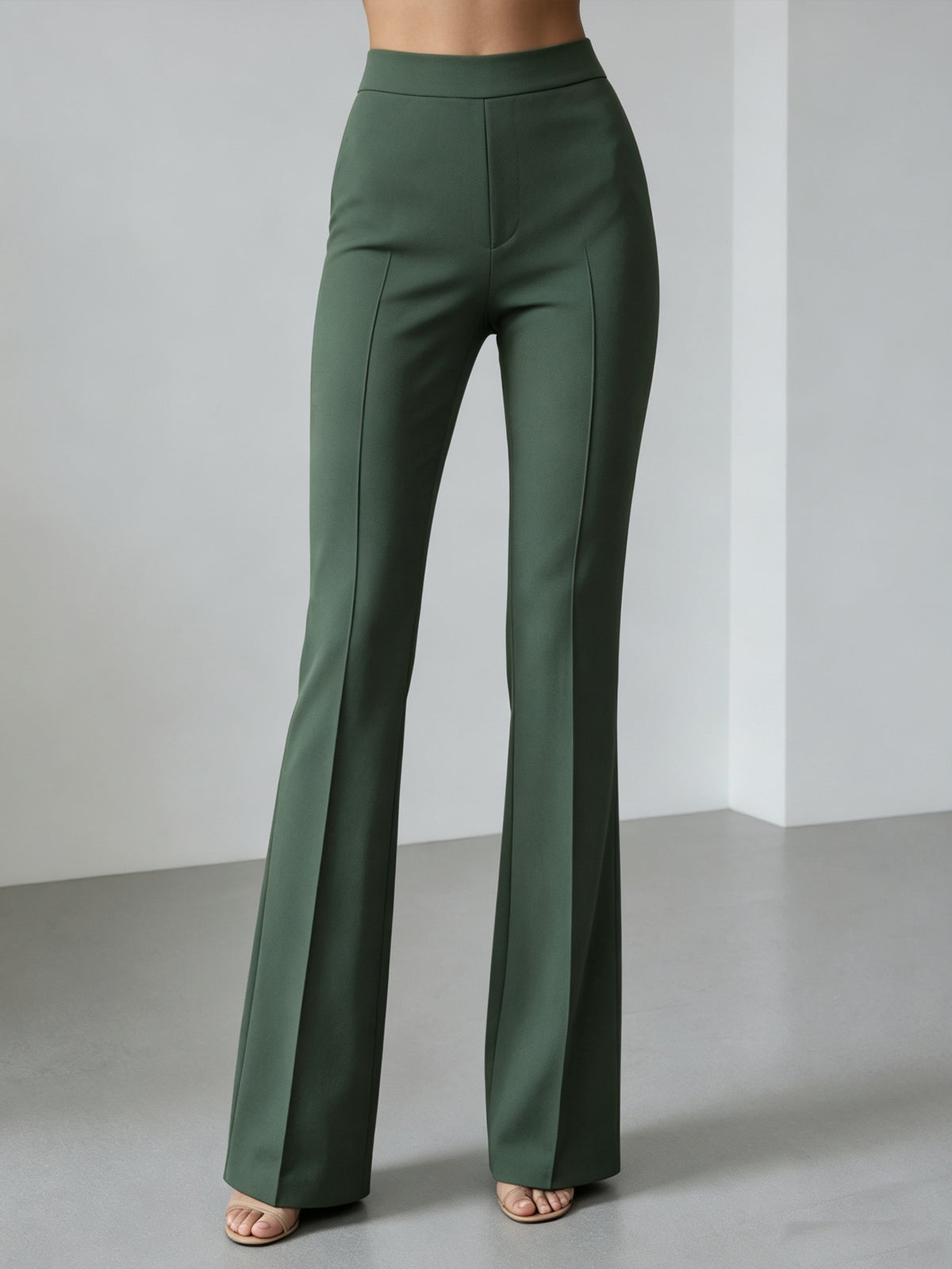 Green Single Breasted Blazer With Peak Lapels And Flared Pants 2-Piece Suit