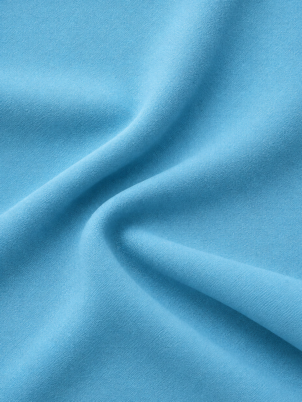 Sky Blue Round Neck Wrap Overlay Cropped Blazer & Button Front Midi Pencil Skirt 2-Piece Suit