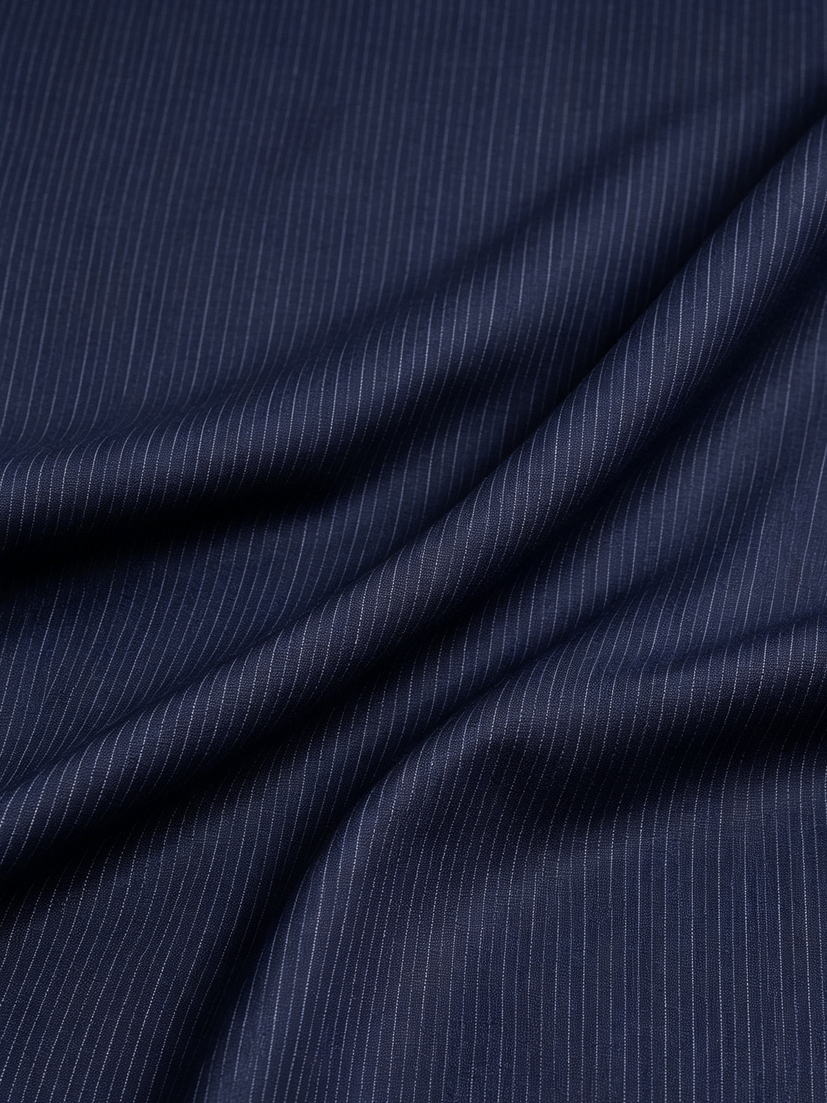Navy Pinstripe Blazer With Notch Lapel And High Waist Wide Leg Pants 2-Piece Suit