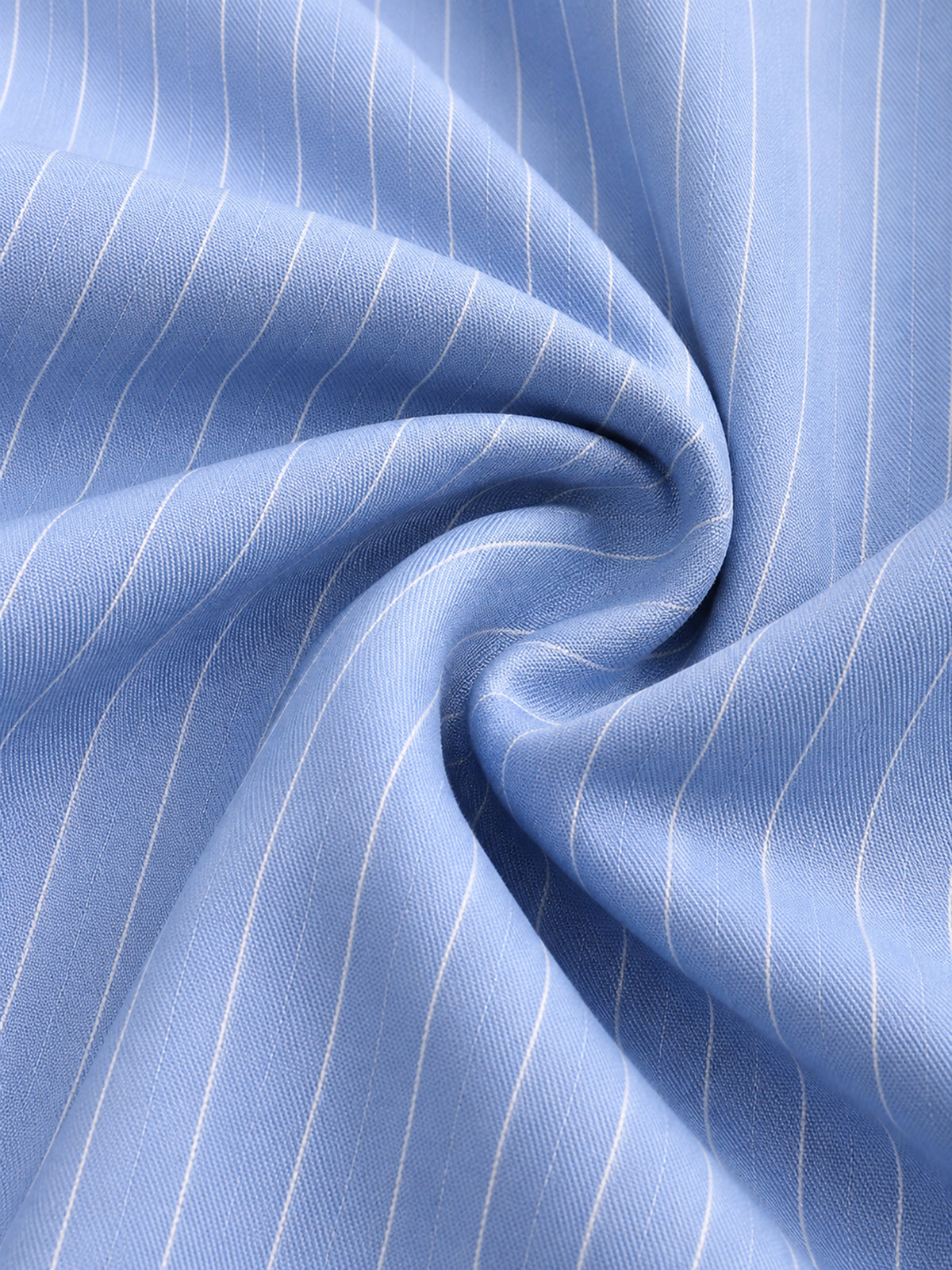 Light Blue White Pinstripe Notch Lapel Blazer & High Waist Flare Pants 2-Piece Suit