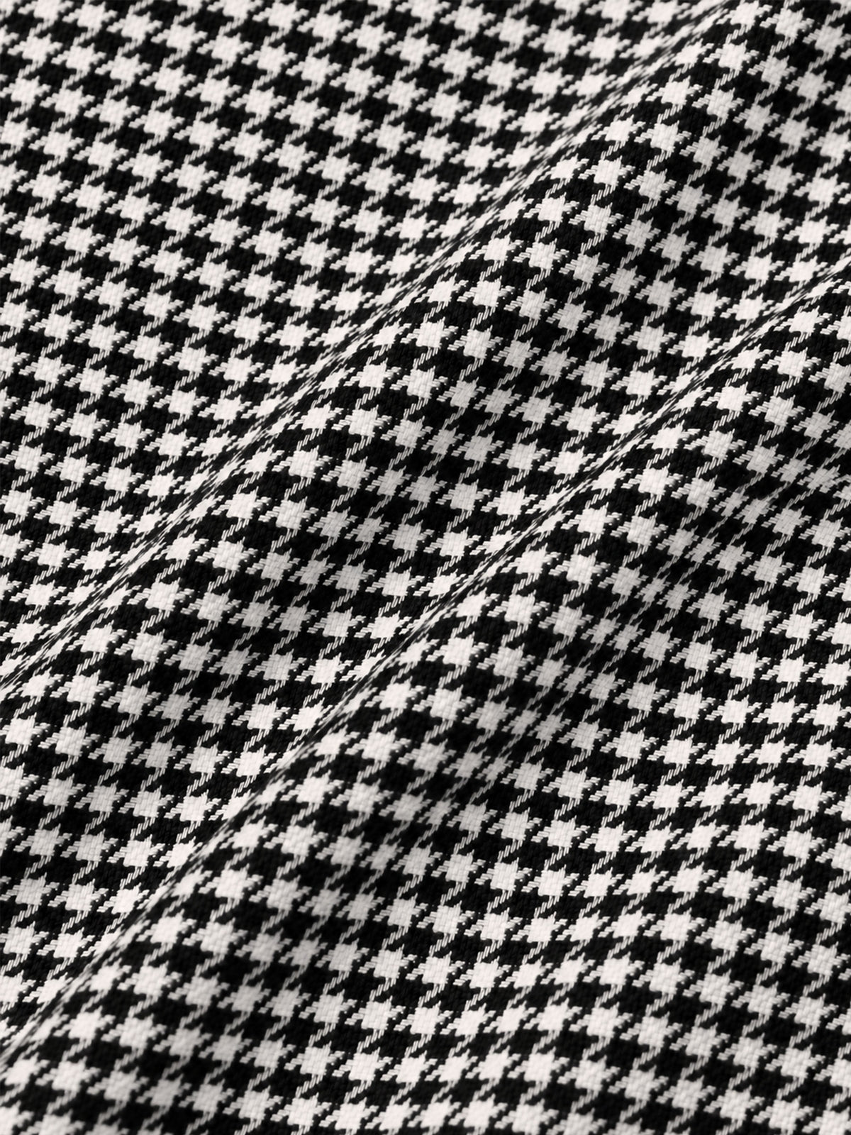 Black White Houndstooth Tweed Notched Lapel Double Breasted Cropped Blazer & Faux Leather Midi Bodycon Skirt 2-Piece Suit