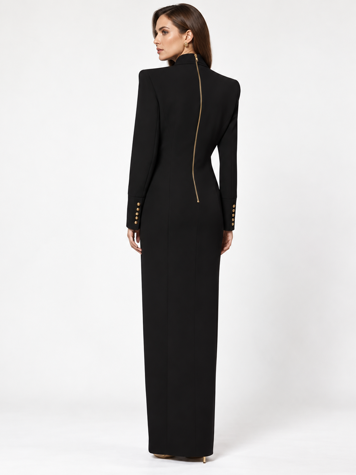 Black Peak Lapel Blazer Dress
