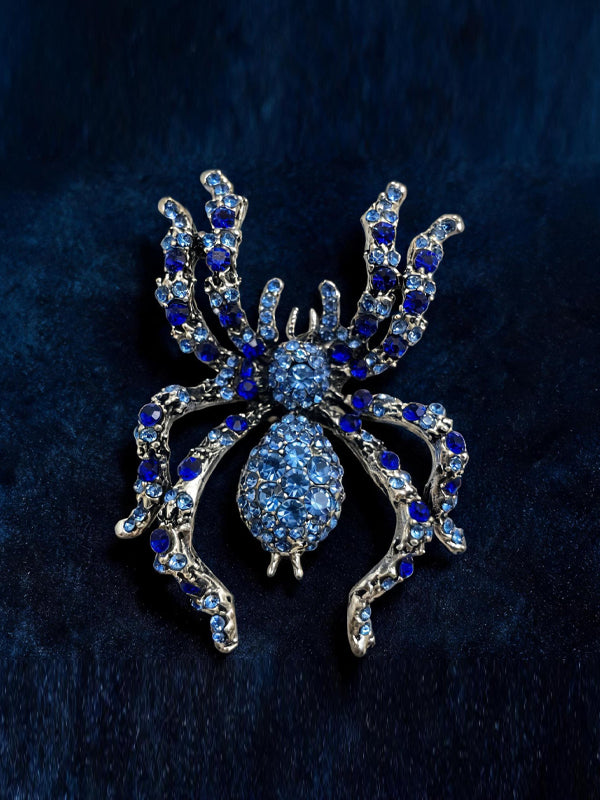 Rhinestone Embellished Halloween Spider Brooch