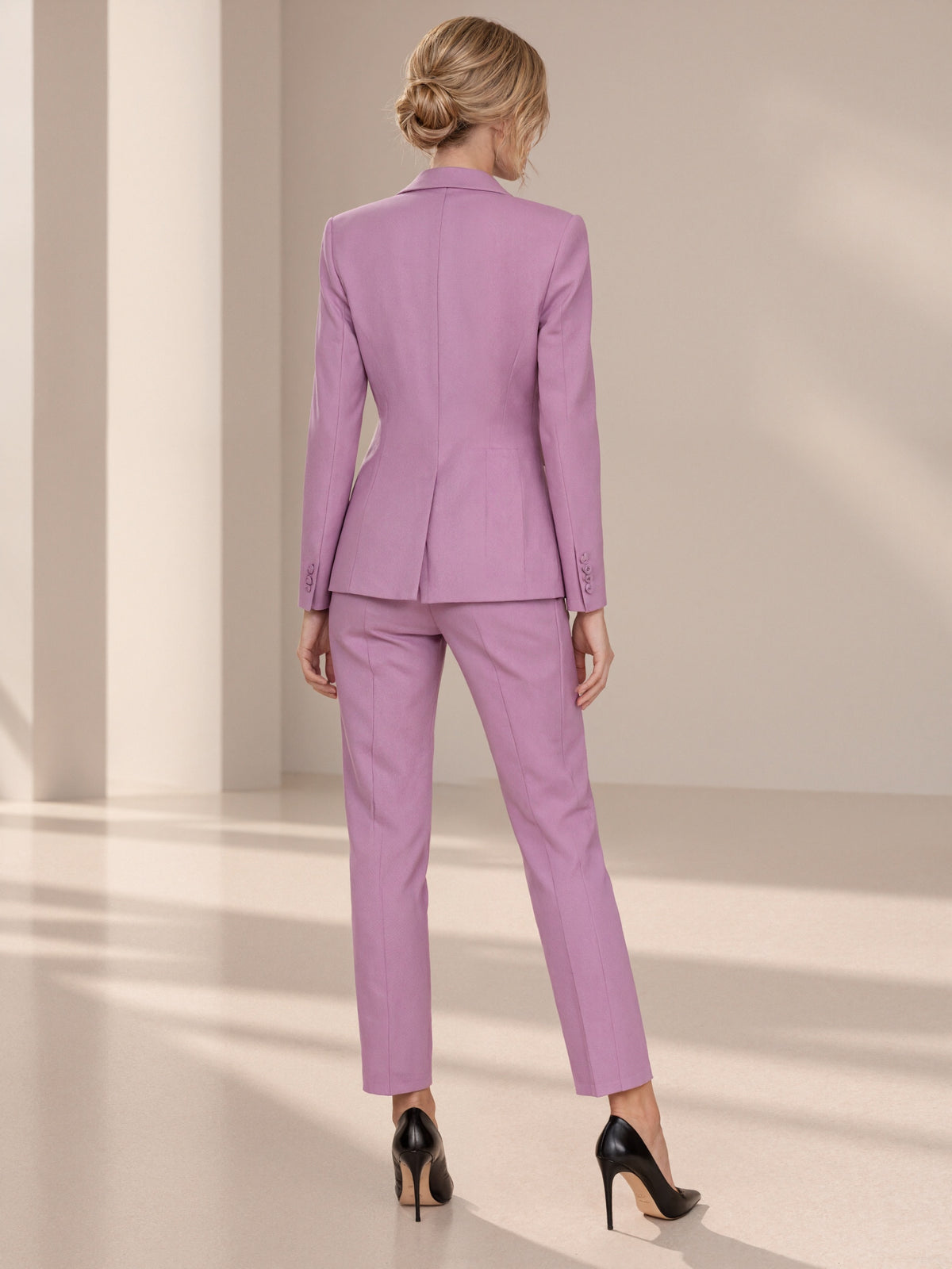 Purple Peak Lapel Blazer And Tapered Pants 2-Piece Suit