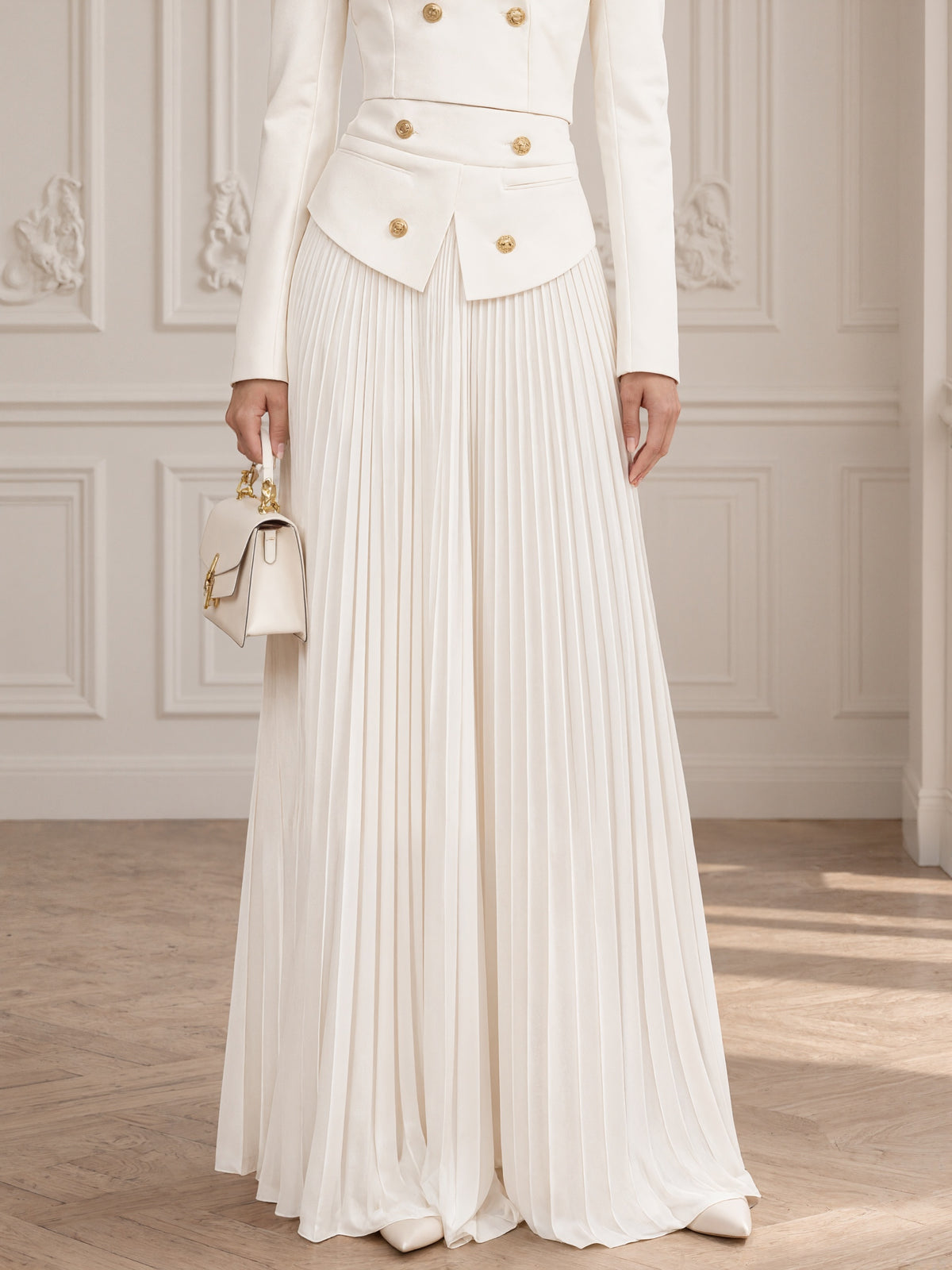 White Double Breasted Peak Lapel Blazer And Pants 2-Piece Suit