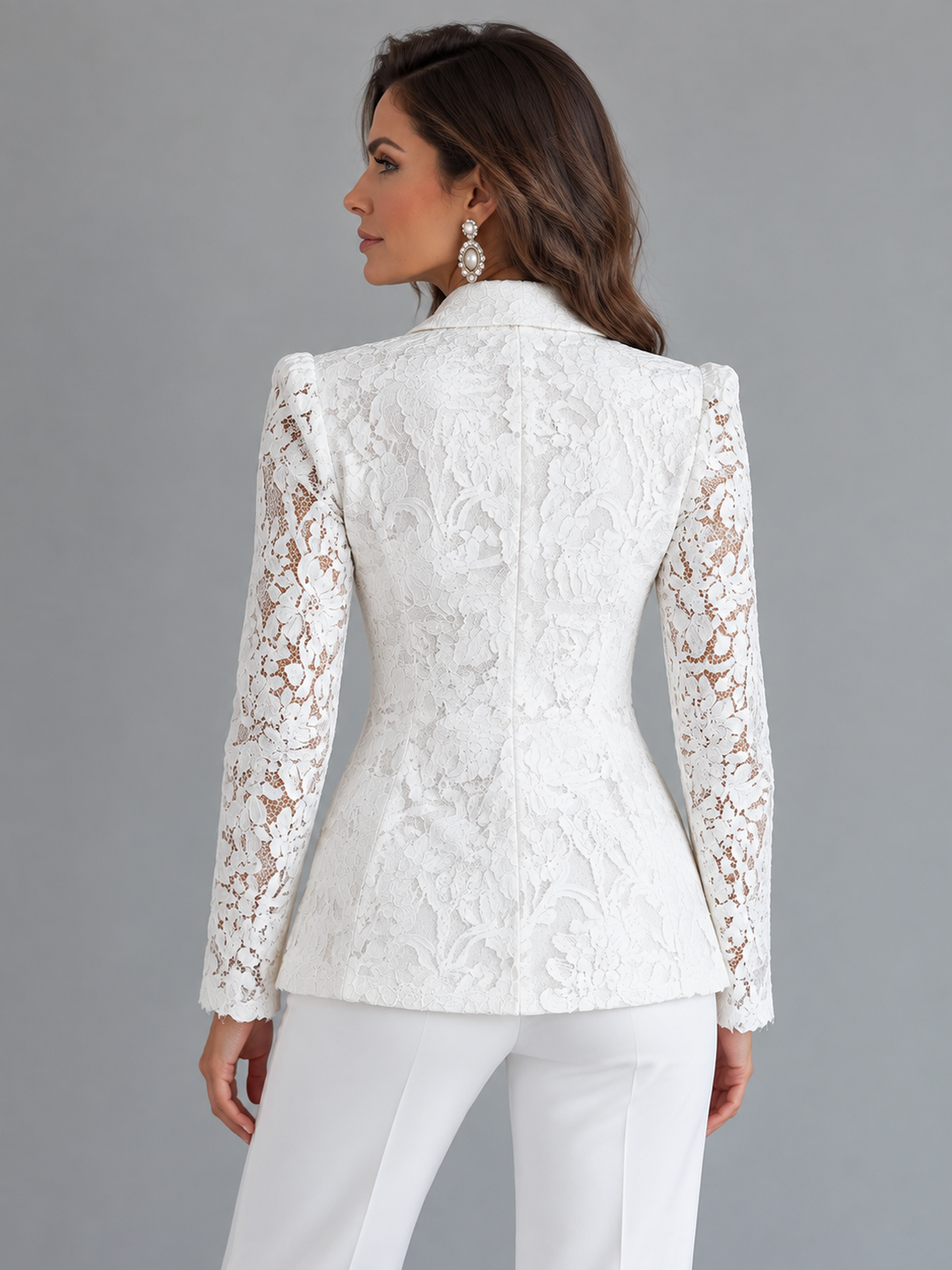 White Floral Lace Blazer