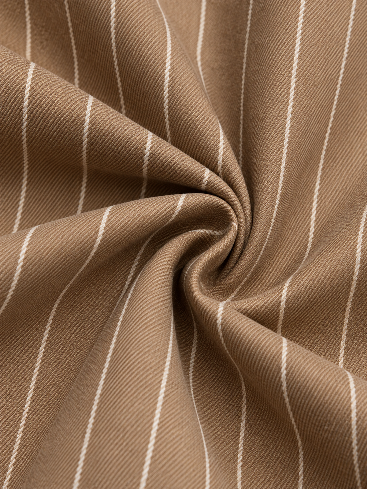 Camel Pinstripe Single Breasted Blazer & Cuffed Wide Leg Pants 2-Piece Suit