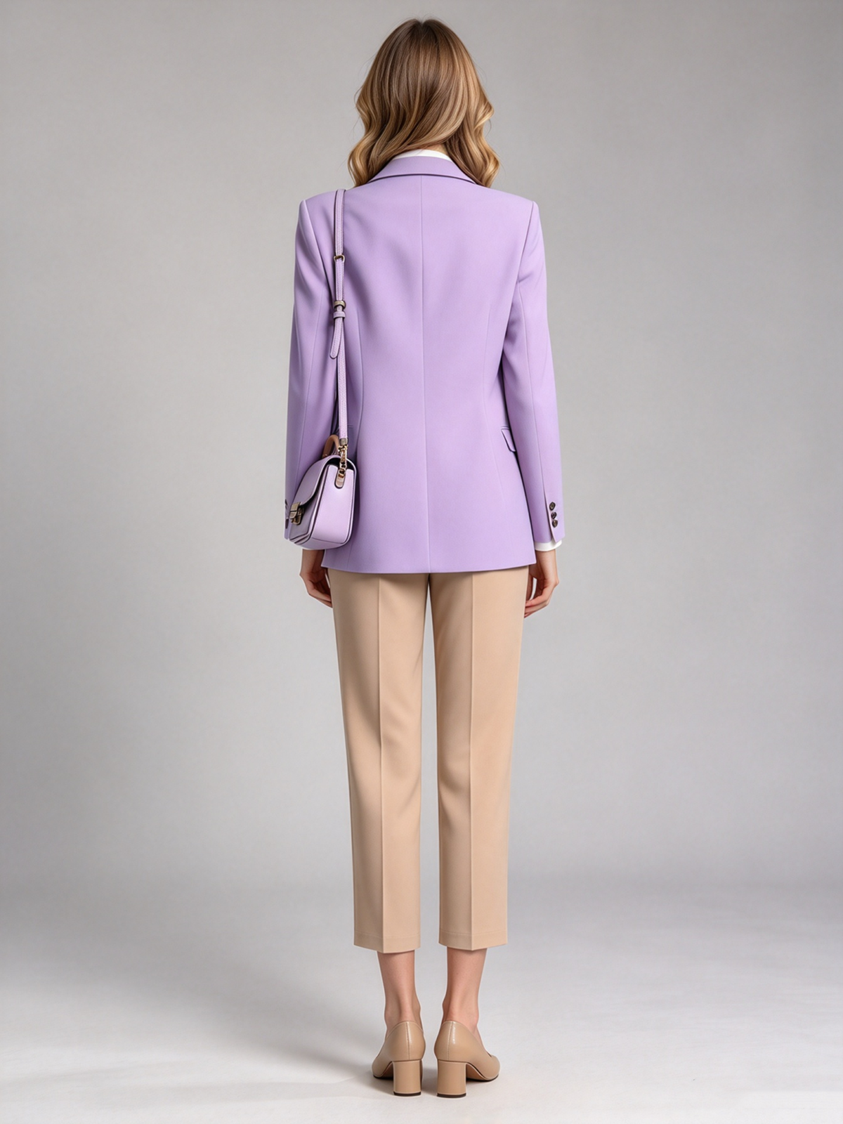 Lavender Notch Lapel Single Button Blazer & Cropped Straight 2-Piece Suit