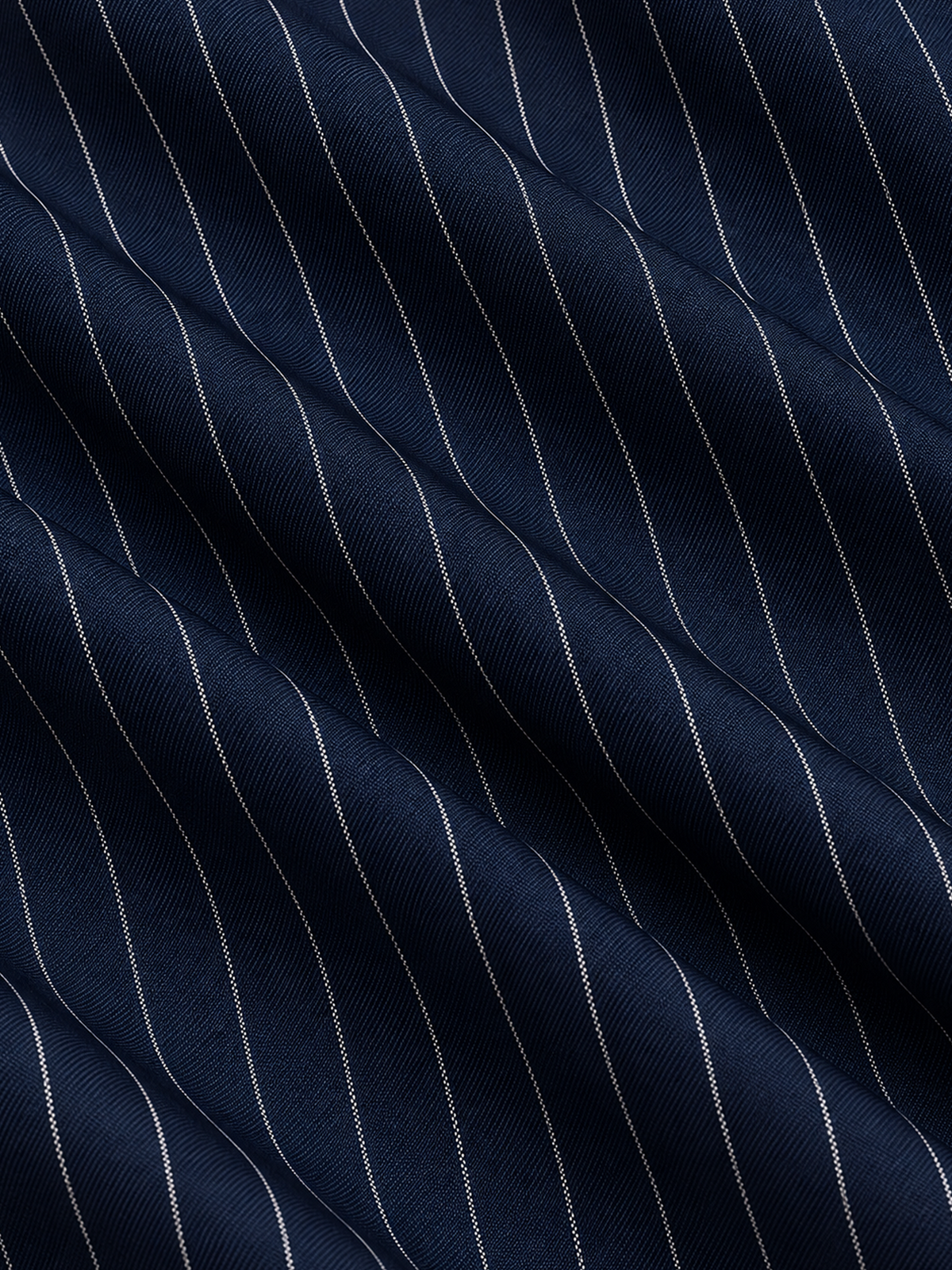 Navy Pinstripe Asymmetrical Blazer And High Waist Wide Leg Pants 2-Piece Suit