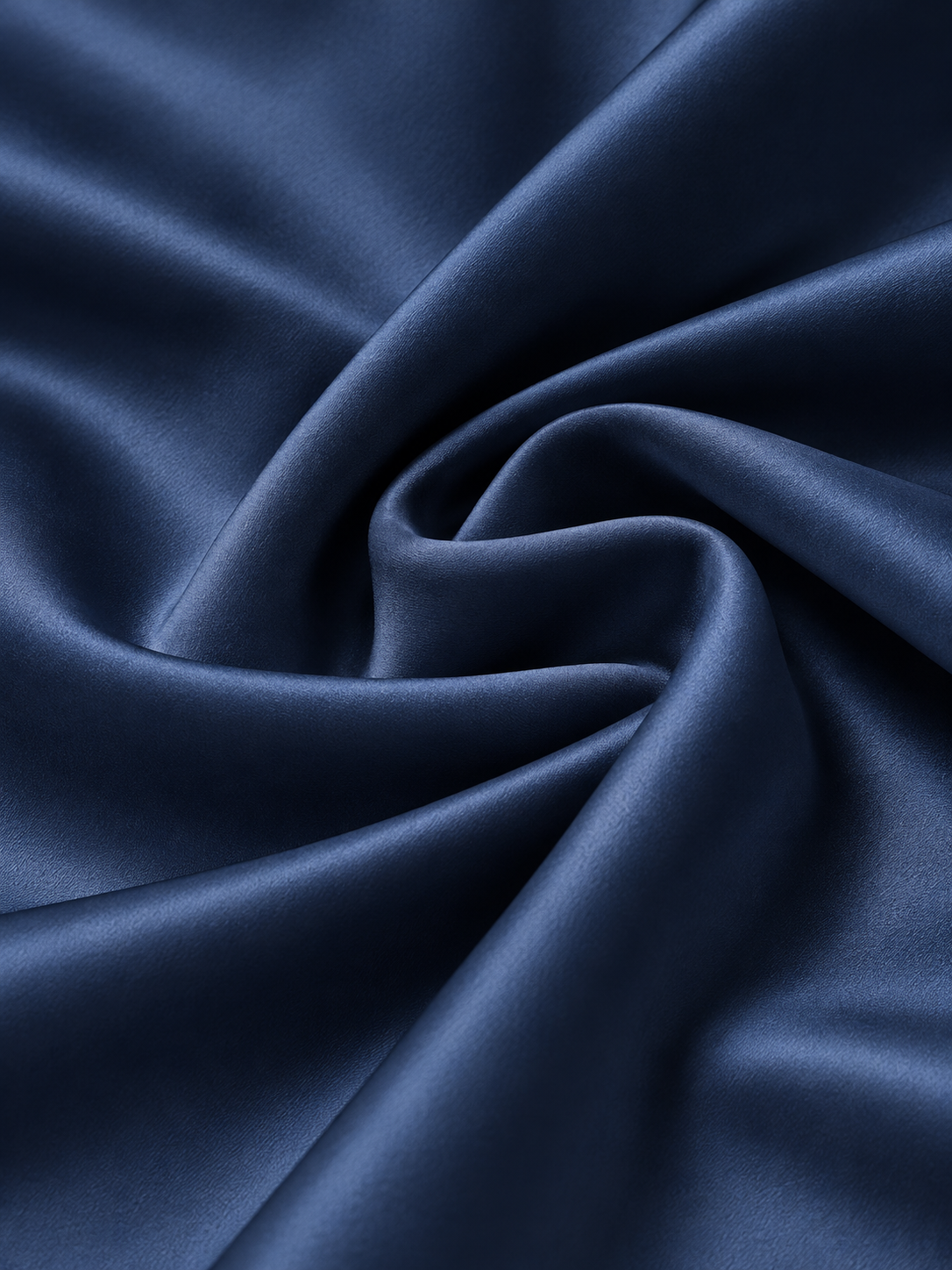 Dark Blue V-Neck Long Sleeve Satin Shirt