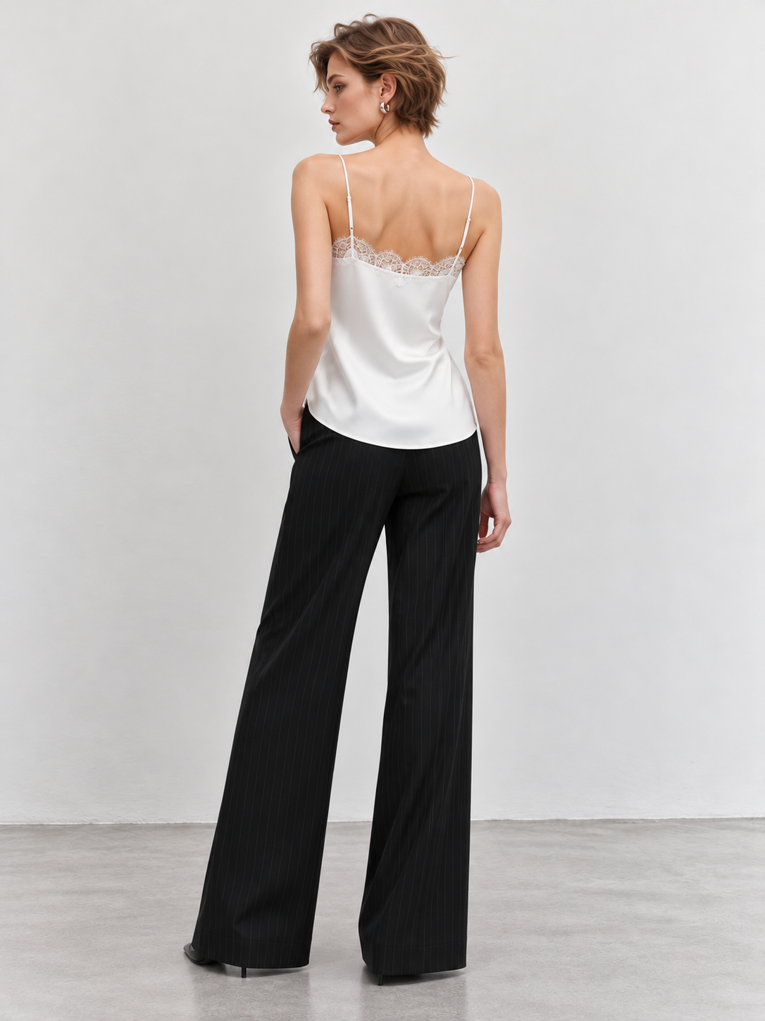 Solid Color Lace Trim Camisole
