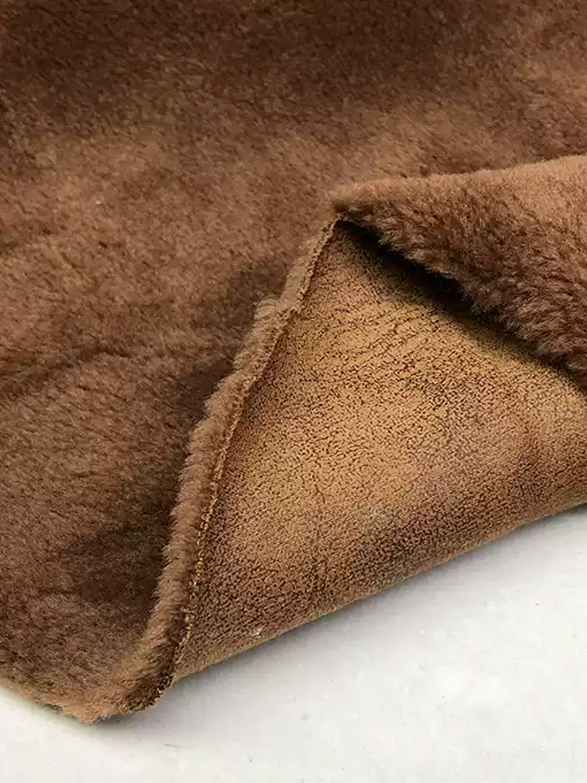 Brown Faux Suede Vest with Faux Fur Trim & Waist Belt