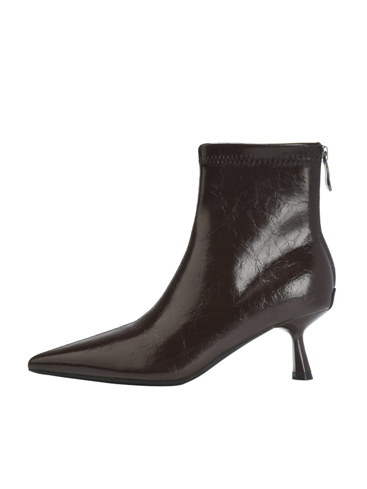 Black Patent Leather Pointed Toe Ankle Boots