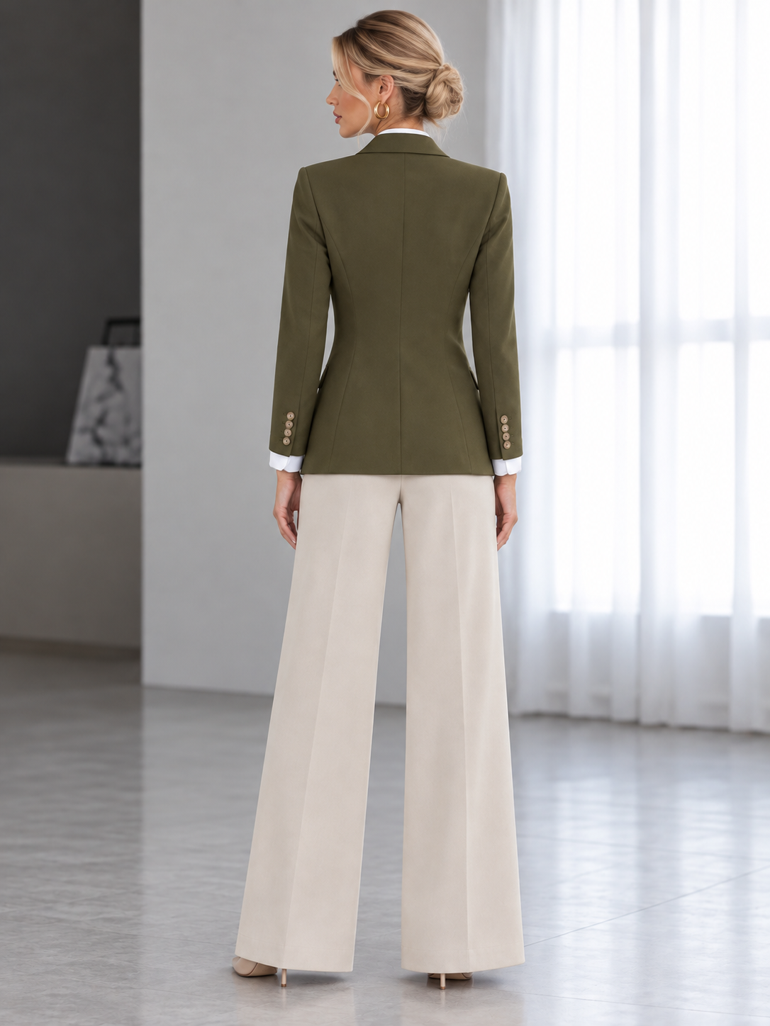 Olive Green Single Breasted Blazer