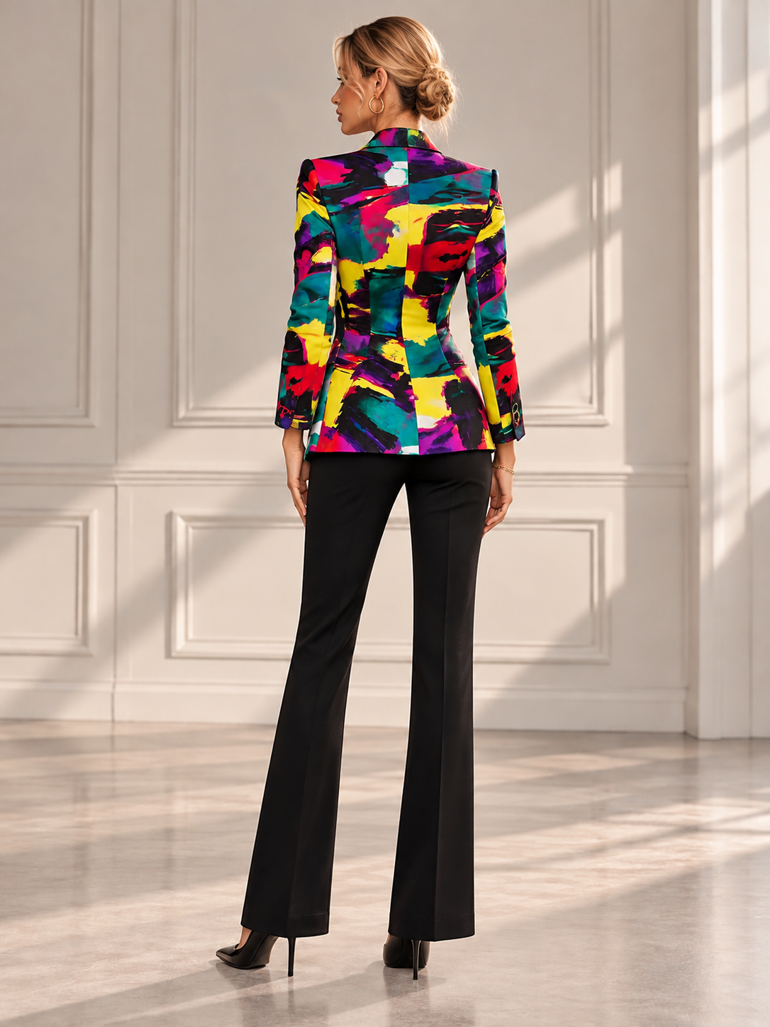 Colorful Abstract Brushstroke Prints Blazer