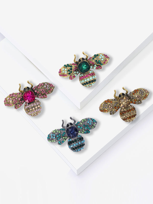 Vintage Crystal And Diamond Bee Brooch