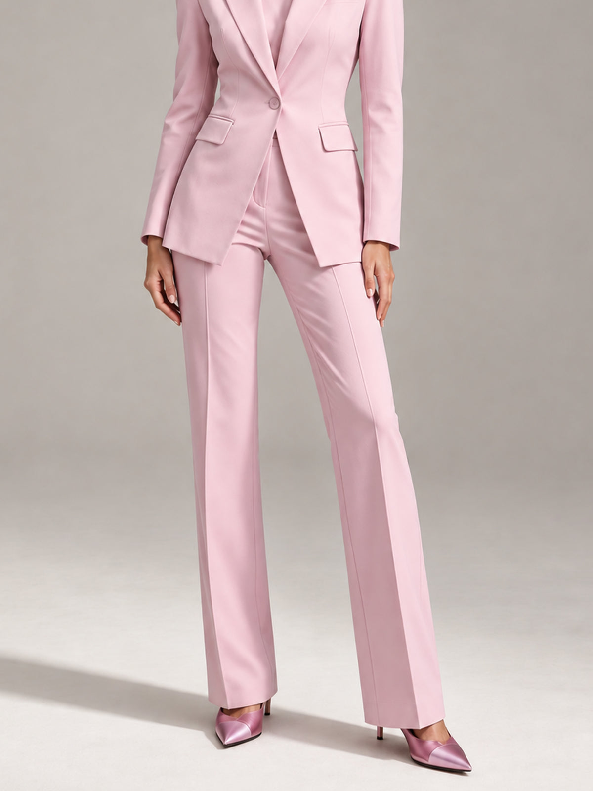 Pink Peak Lapel Single Breasted Blazer And Pants 2-Piece Suit