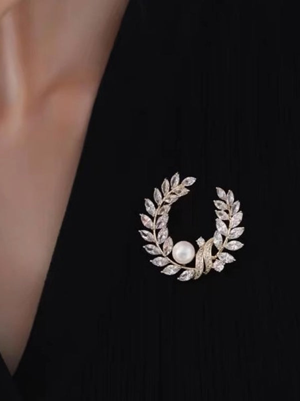 Pearl Olive Branch Brooch