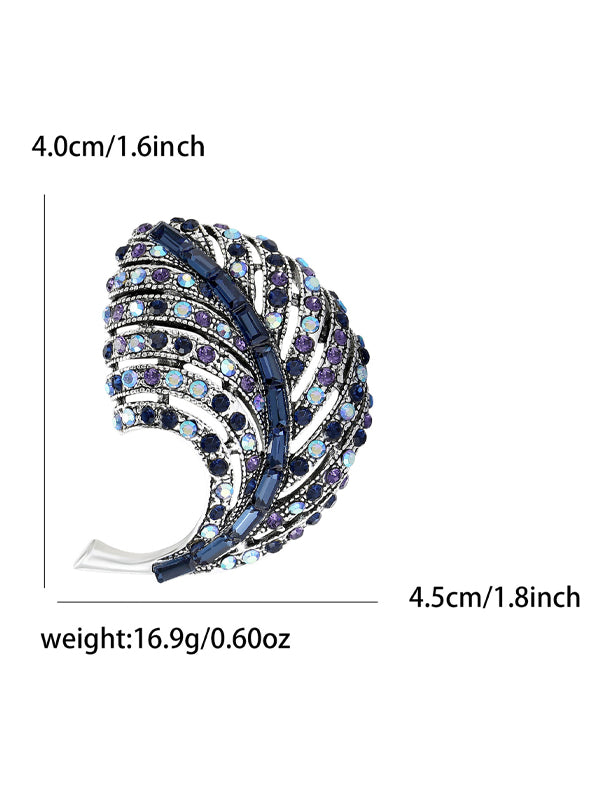 Versatile Alloy Rhinestone Curly Leaf Brooch