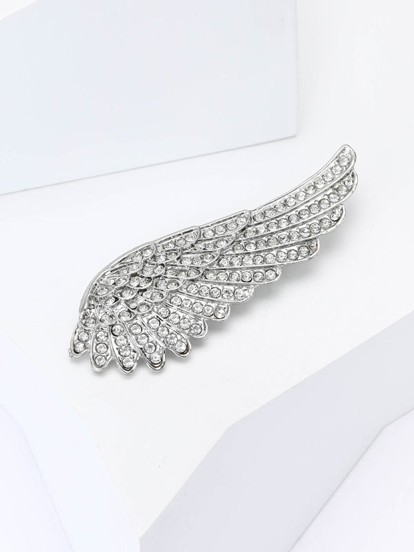 Alloy Rhinestone Angel Wings Brooch