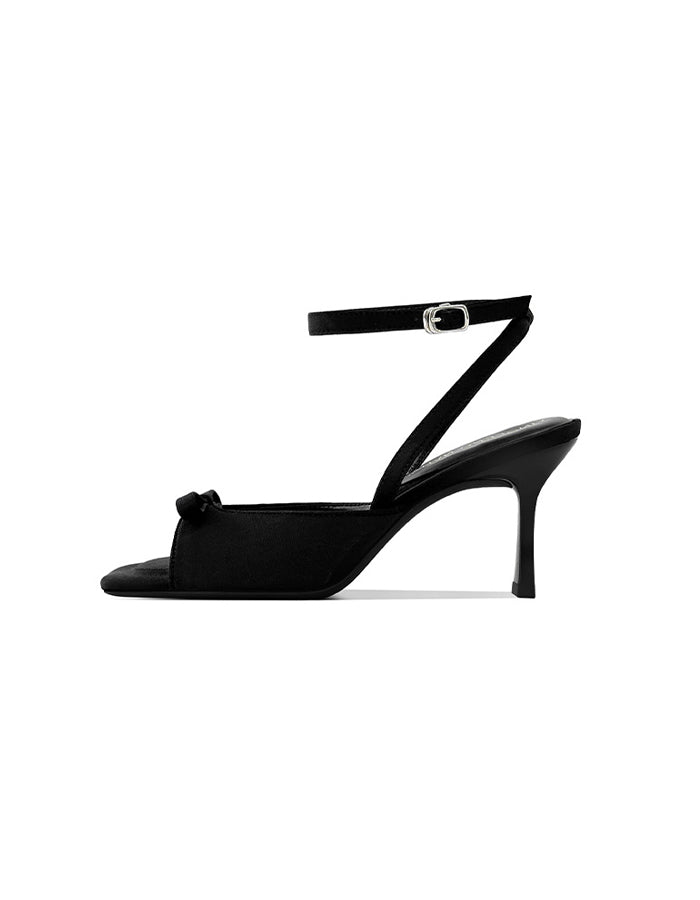 Silver High Heels With Bow