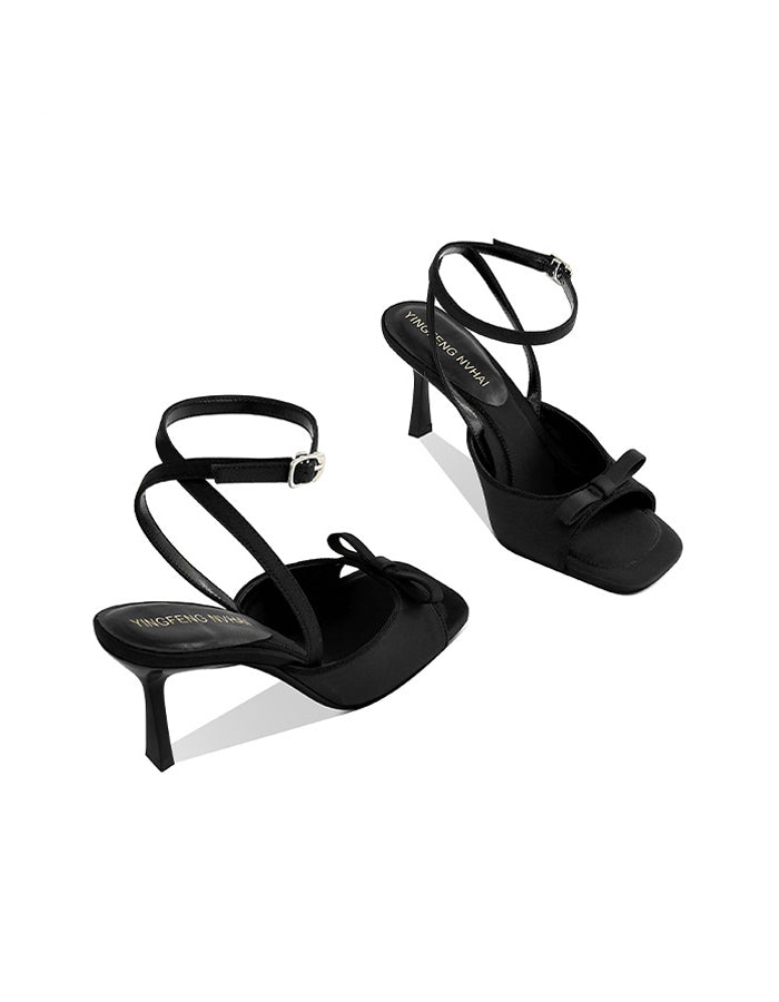 Silver High Heels With Bow