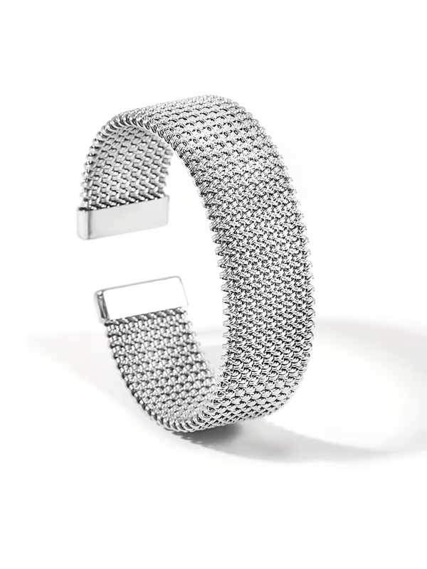 Trendy New Woven Stainless Steel Bracelet With A Golden Touch