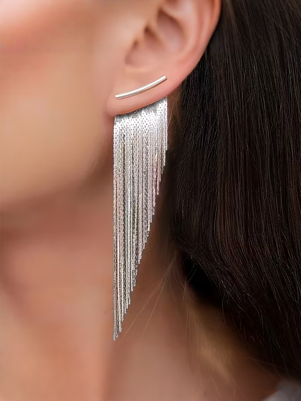 Elegant Tassel Earrings Irregular Beveled Design