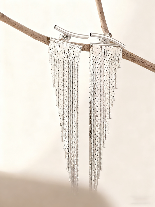 Elegant Tassel Earrings Irregular Beveled Design