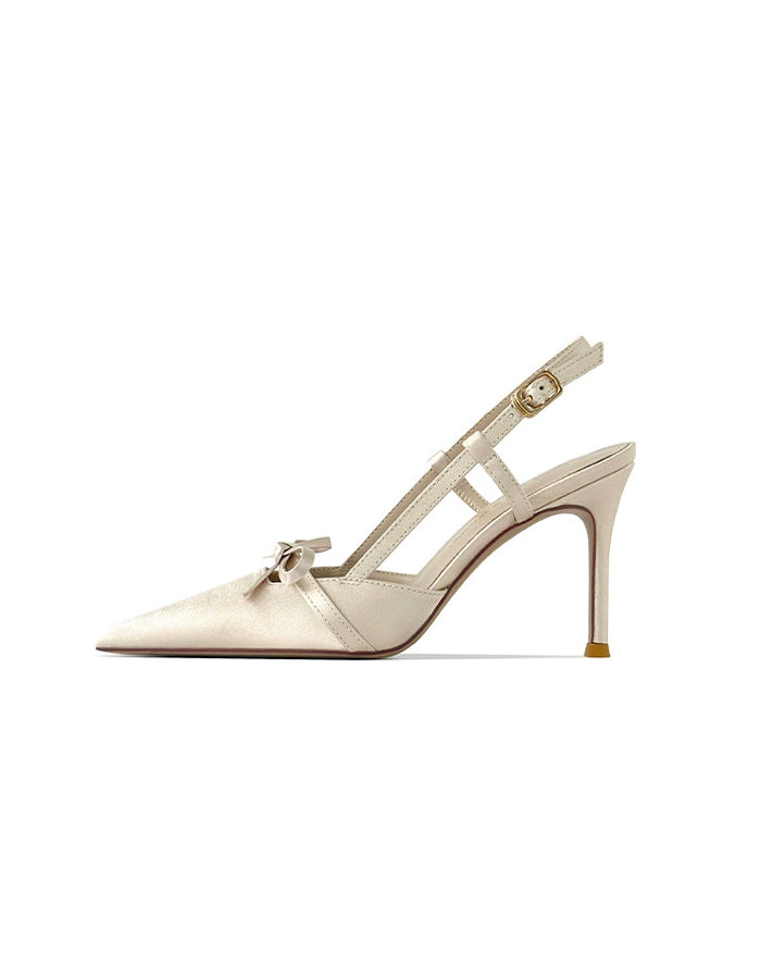 Bow Tie Satin Pointed Toe High Heels