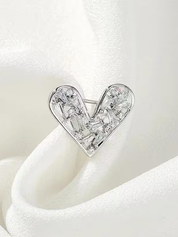 Crystal Heart Brooch