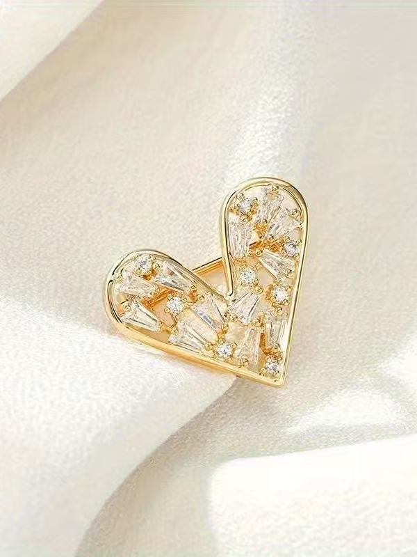 Crystal Heart Brooch
